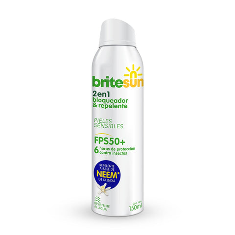 BriteSun PIELES SENSIBLES | Bloqueador Solar & Repelente de Insectos FPS 50+